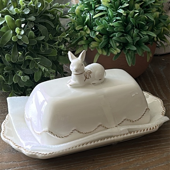 None | Dining | New Cottage Farmhouse Creamy White Ceramic Bunny Rabbit ...